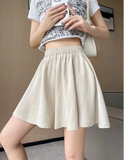 Women Quick Dry Sporty Short Pants Summer Thin Pleated Shorts Skirts High Waist A- Line Five Quarter Pants Cool Wide Leg Pants
