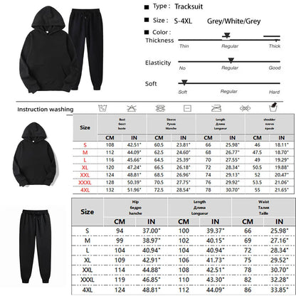Men Tracksuit 2 Pieces Sets Hooded Sweatshirt +Drawstring Pants Male Hoodies Running Sportswear Men Women Autumn Sportwear.