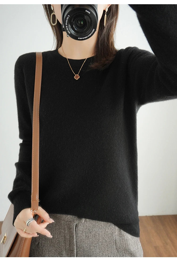 Herbst und Winter Kaschmirpullover Damen Rundhalspullover lässig gestrickt Top Damen kurze Unterwolle Mode 18 Farben