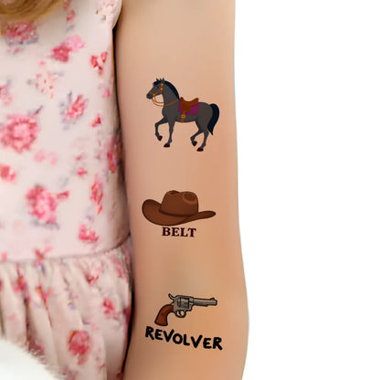 63 Stück Western Cowboy Temporäre Tattoos Wasserdicht Langlebig Körper Arm Fake Tattoo Einweg Tattoo Aufkleber für Männer Frauen.