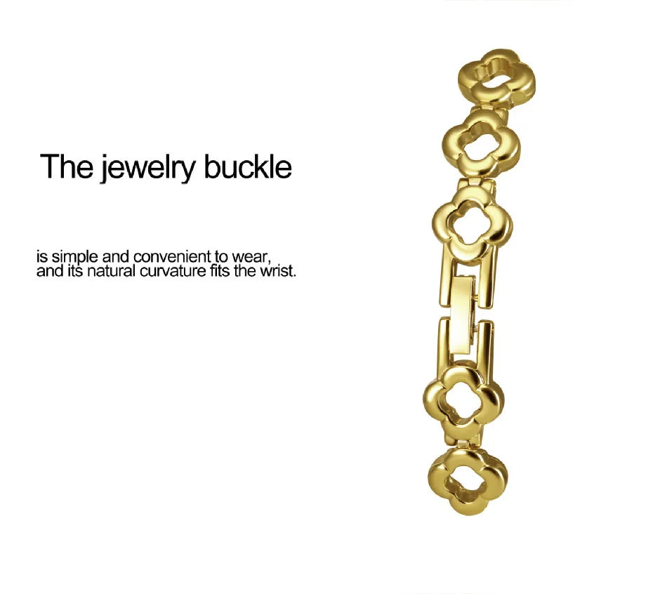 Women's Watch Lucky Four-Leaf Clover Bracelet Elegant Crystal Dress Watches for Women Fashion Luxury Small Quartz Ladies Clock.