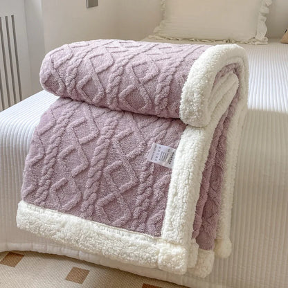 Double Layer Fleece Blanket Autumn Winter Thick Warm Office Nap Throw Blankets for Sofa Bed Single Double Soft Plush Comforter