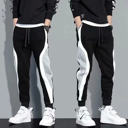 Men's Sports Pants Spring Autumn Male Loose Fitting Leggings Patchwork Running Training Casual Pants Fashion Outfit Trousers.