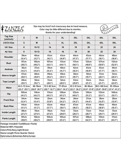 ZANZEA 2025 Women Autumn Matching Sets Solid Outfits Vintage Casual O Neck Long Sleeve Tops Pant Sets Fashion OL Work Tracksuit.