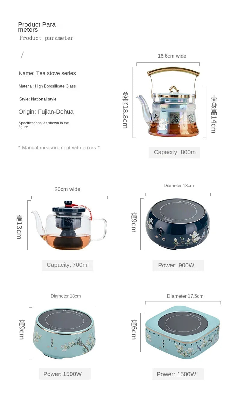 220V High-Temperature Resistant Electric Tea Stove & Tea Kettle Set for Home Use A.