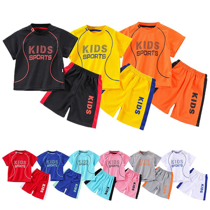 Children Clothing Set Kids Short Sleeved Summer Outfit Quick Drying Football Set Boy Girl Sport Wear Soft Breathable 1-12 Years.