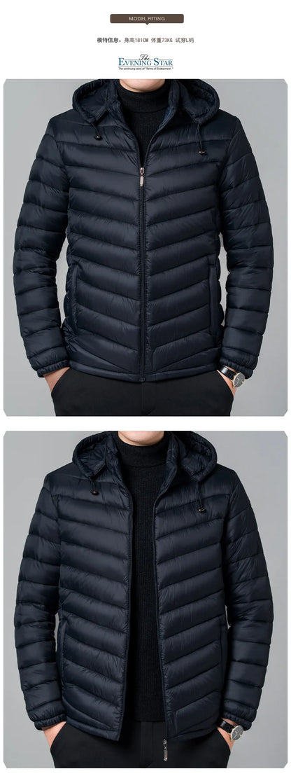 New Autumn Men's Thin Cotton Jacket Ribs Middle-aged and Elderly Hooded Cotton.