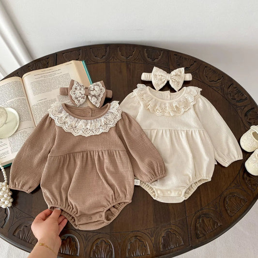 2PCS MILANCEL Frühling Baby Kleidung Spitze Kragen Säuglings Body Ein Stück Kleinkind Niedliche Prinzessin Outfit Kleidung für Neugeborene.