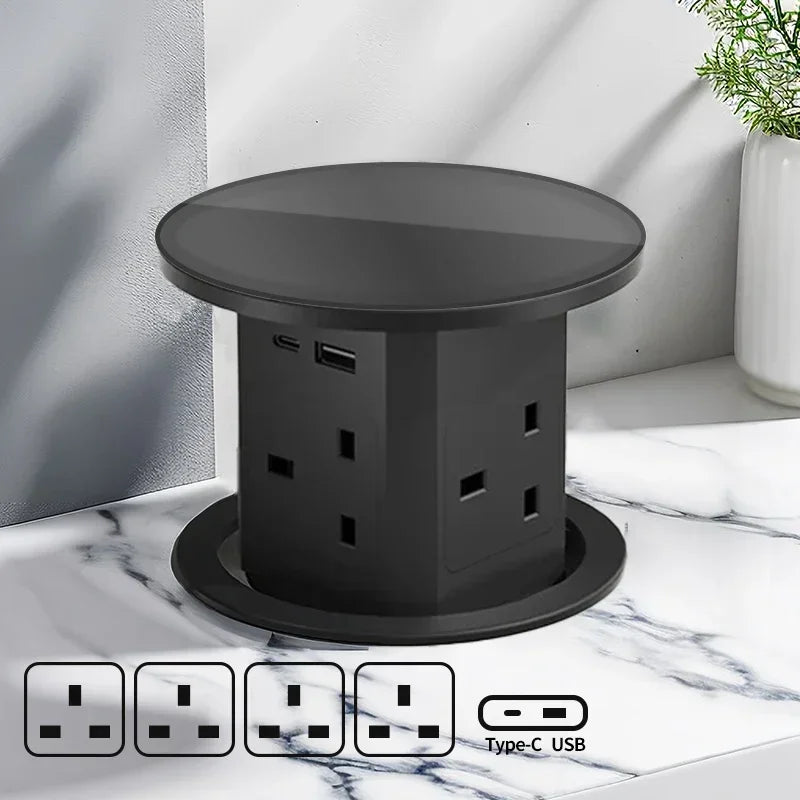 Us uk au stecker power küchentisch steckdose pop up desktop steckdosen strom ladung usb aluminium regal, versteckt, eingebaut.