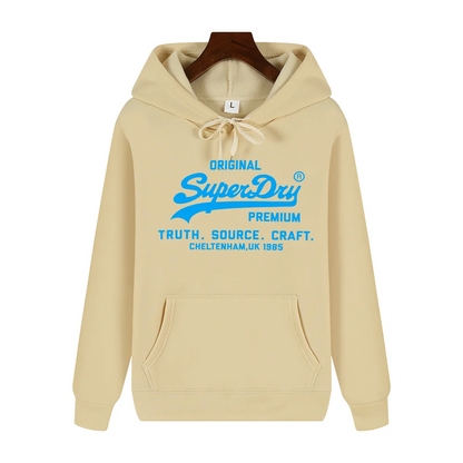 SUPERDRY Brand Men's Autumn and Winter Fashion Casual Hooded Sweatshirt Street Hip-hop Retro Sweatshirt Sports Men's Hoodie.