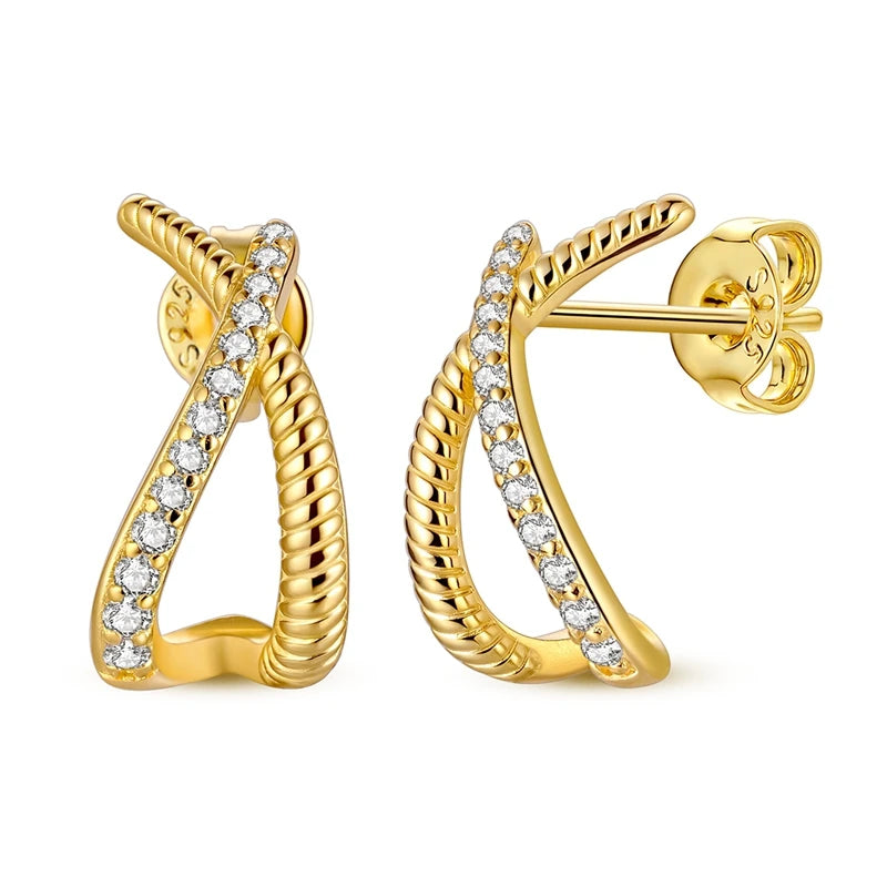 925 Sterling Silver Gold Color Circular Hoop Earrings Golden Earring Fit Original Charms Diy Fine Jewelry For Fashion Women