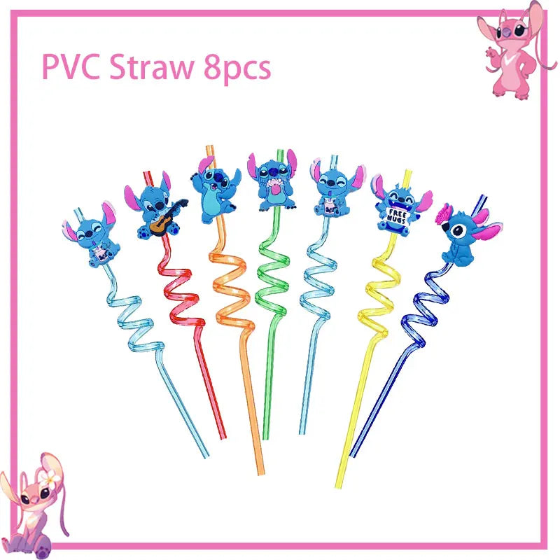 Disney Rosa Stich Geburtstag Party Dekorationen Geschirr Set Tischdecke Hintergrund Banner Für Kinder Geburtstag Dekorationen Lieferungen.