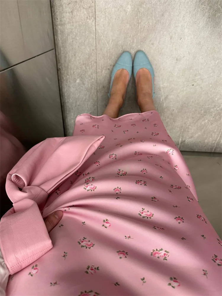 Tossy Summer Printed Fashion Long Skirt For Women High Waist Contrast Patchwork Slim Elegant Party Looks Ladies Y2k Maxi Skirt.