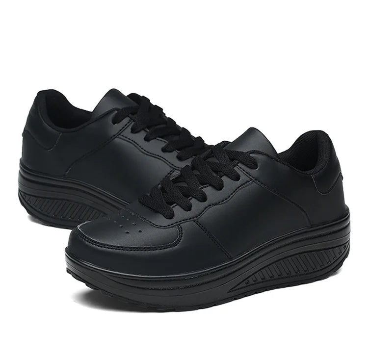 Women Sneakers 2022 New Breathable Vulcanize Shoes Waterproof Wedges Platform Woman Sneaker Leather Casual Shoes Zapatos Mujer.