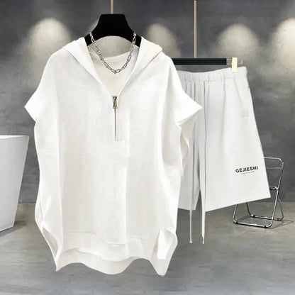 Korean Large Size Casual Sports Shorts Single Piece/suit Men Trend All-match Fashion Straight Leg Loose Half Pants Streetwear.