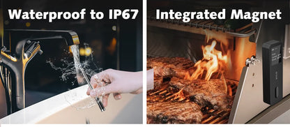 Wireless Bluetooth Meat Thermometer IP67 Waterproof Probes with LCD Screen Booster Rechargeable for Grilling Smoker BBQ Oven.