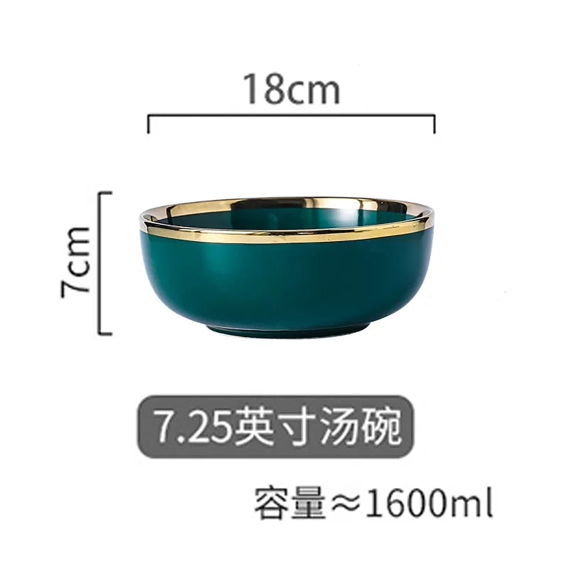 High-end Green Ceramic Plate Home Porcelain Dinner Plate Exquisite Ceramic Bowl Custom Large Size Fish Plate Kitchen Accessories.