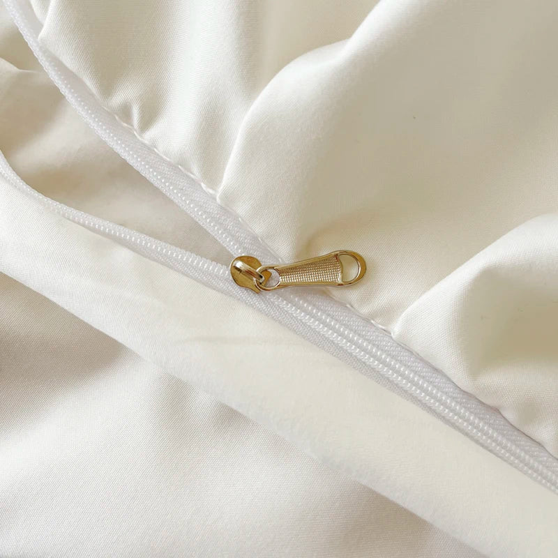 Korean Princess Style Lace Ruffles Bedding Set Solid Color Duvet Cover Set Flat/Fitted Bed Sheet Pillowcases With Pillowcases.