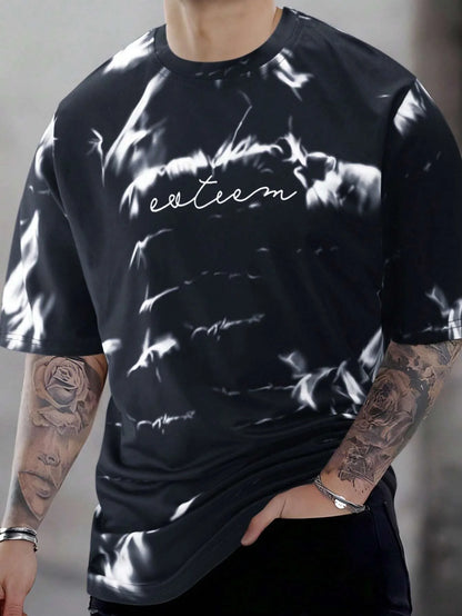 3d printing summer new men's casual simple short-sleeved T-shirt polyester fiber comfortable breathable printed short-sleeved.