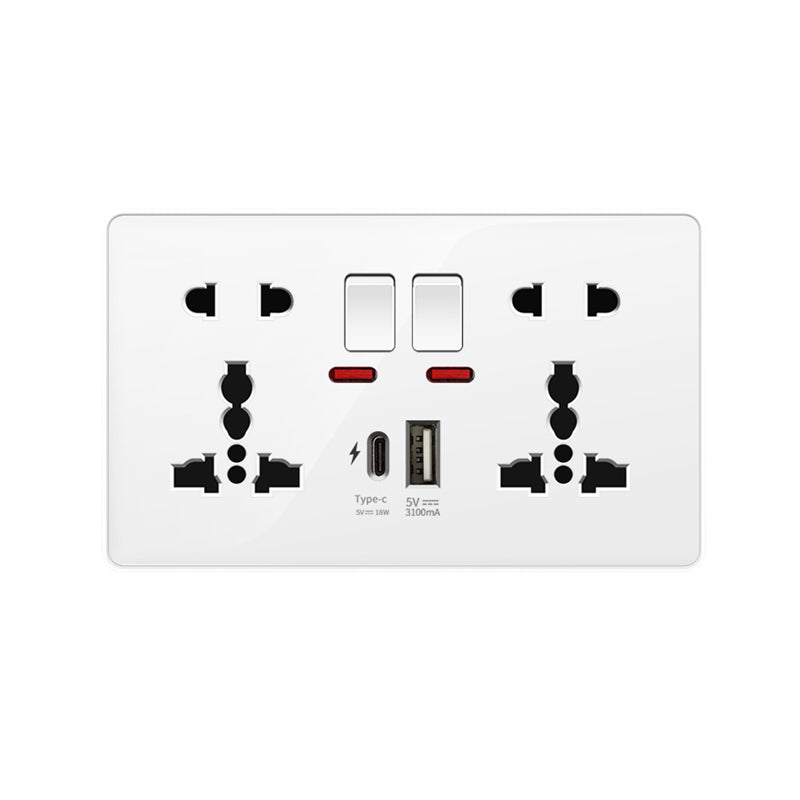 18 W Typ-C-Stecker, Schnellladung, UK 13 A USB-Wandsteckdose, Steckdose mit 3,1 A USB C, universelles Dual-5-Pin-Steckdosenpanel.