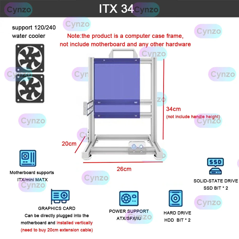 DIY  Gamer Cabinet ITX MATX ATX Open Computer Case Frame Aluminum Alloy Desktop Portable PC Rack DIY Personalized Chassis.