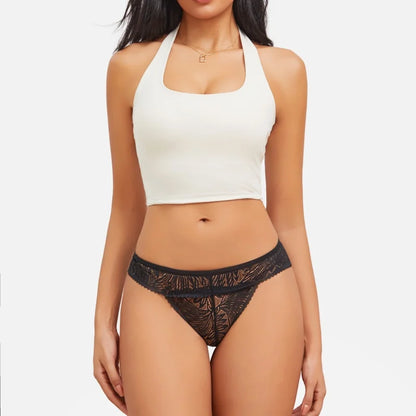 3PCS/Set Women Lace Panties Sexy Low Riase Elastic Brifes Solid Color Perspective Breathable Underwear Ladeis Sexy Lingerie.