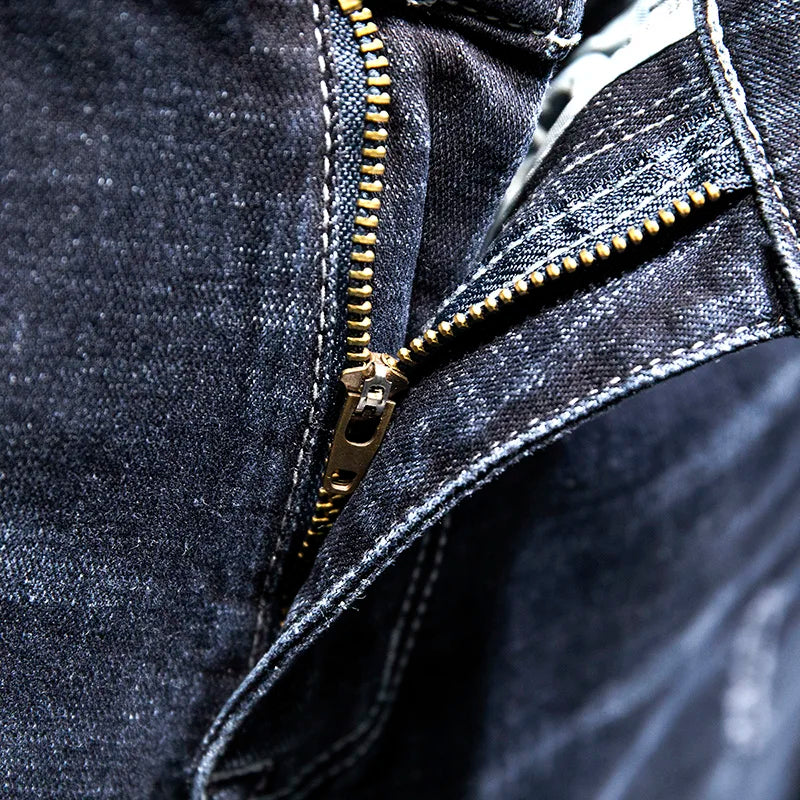 2025 New Ripped Jeans Men Slim-fit Denim Pants Cotton Korean Style Fashion Elasticity Versatile Blue Black Men's Clothing.