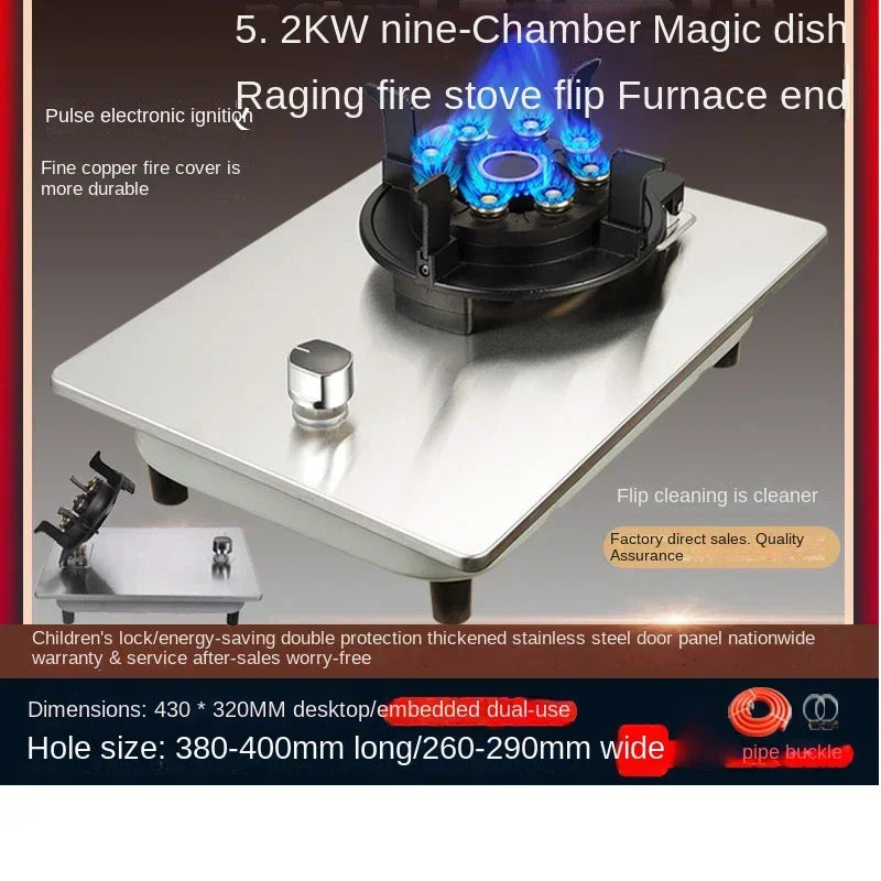 7kw Gas Cooktop Single Stove Household Liquefaction Gas Stove Single Coal Desktop Embedded Single Gas Stove 4.5 KW/5.2kw/