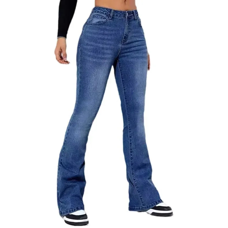 High Waist Slim Fit Denim Jeans Women's Fashionable Bell Bottoms Elastic Cross-Border New Arrival Hot Sale Of The Season Elegant.
