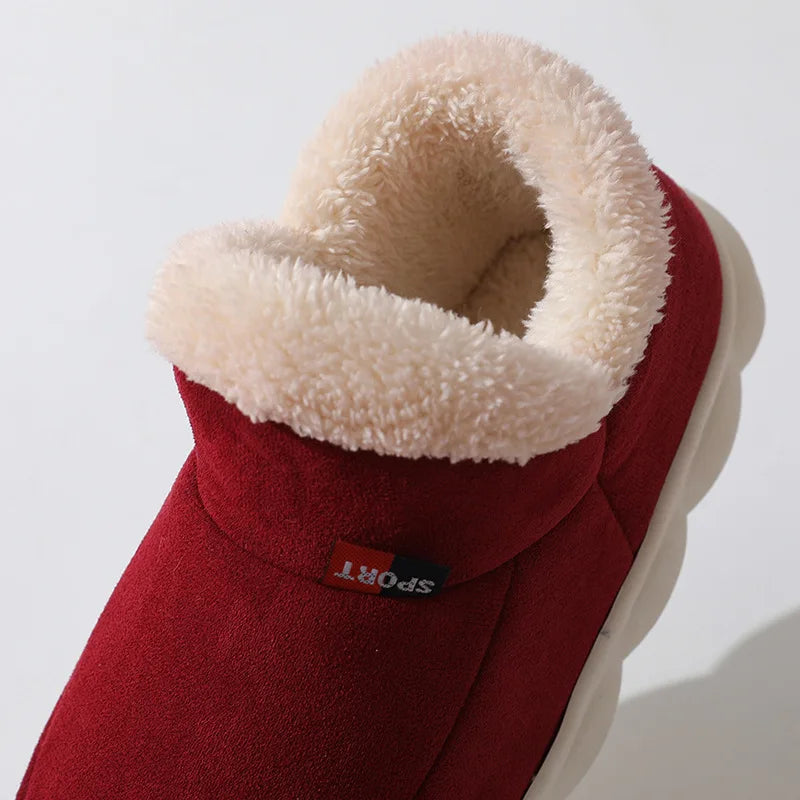 Smile PoP Winter Plush Men Cotton Shoes Warm Plush Men House Slippers Outdoor Soft Non Slip Women's Shoes Casual Furry Men Shoes.