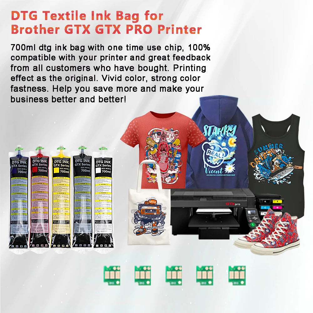 Winnerjet GTX ink bag 700ml High quality DTG Textile ink For Brother GTX-422 GTX-423 GTX-425 GTX-600 GTX PRO GTX Brother printer.