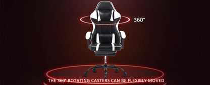 Ergonomischer Gaming-Stuhl mit Fuß stütze, Videospiel stuhl mit hoher Rückenlehne, Computers tuhl, Bürostuhl mit Kopfstütze und Lendenwirbel säule, PU-Leath