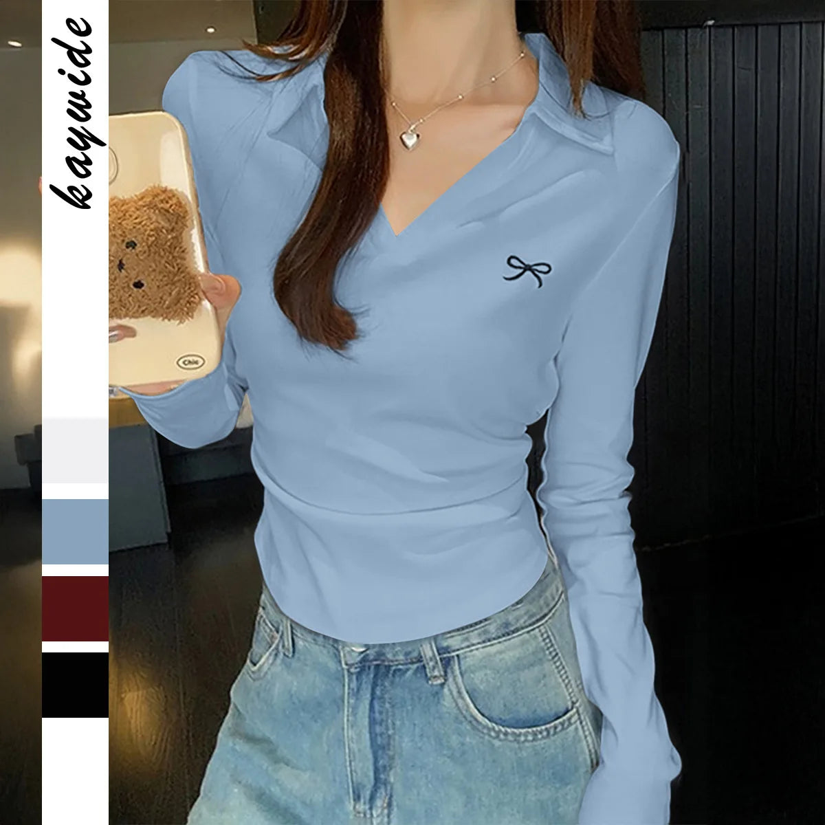 European and American Casual Simple Solid Color Long-sleeved Vest T-shirt Women's 2025 Autumn and Winter.