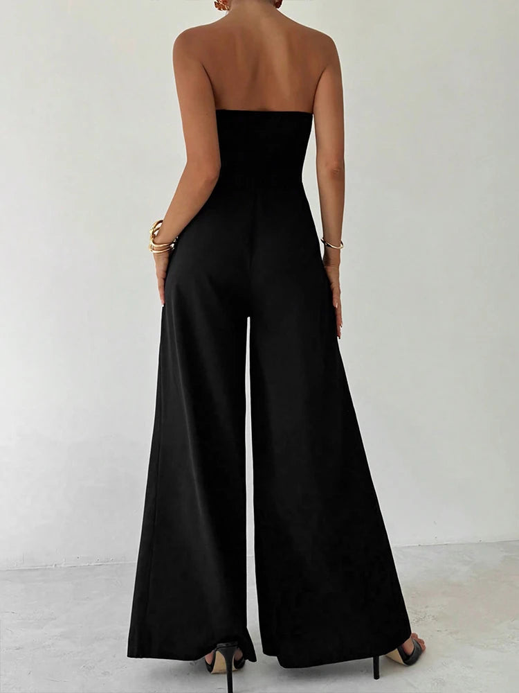 Summer Black Sexy Women's Jumpsuits Streetwear Fashion Sequins Casual Slim Jumpsuits Sexy Female Sleeveless Backless Jumpsuits.