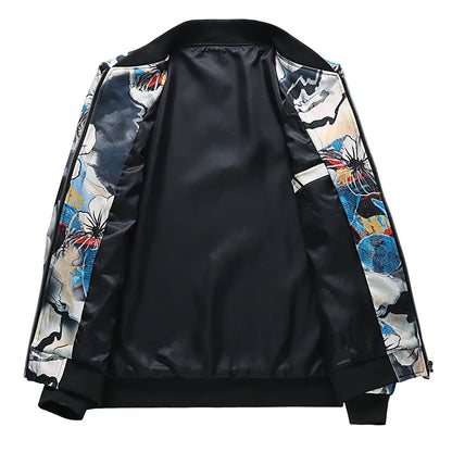 Spring new men's handsome printing men's jacket, fashion casual youth Slim sports jacket, Asian size M-6XL.