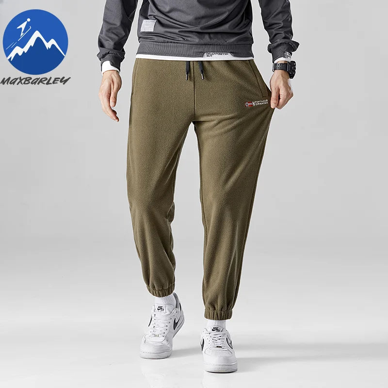 Men's Wool Sweatpants 2024 Winter New Thickened Double-Sided Fleece Casual Trousers Jogger Men's Outdoor Down Cotton Warm Pants.