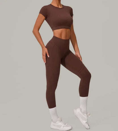 Seamless Yoga Sets Sports Fitness High Waist Hip Lift Tight Breathable Tracksuit Workout Clothing Gym Leggings Suit for Women