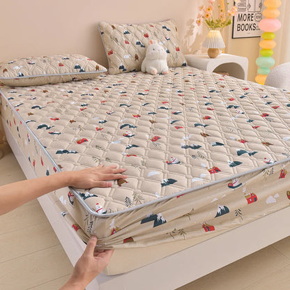 Thicken Mattress Cover for Home funda de colchón 100% Cotton Fitted Bedsheet King Size Floral Bed Covers 150x200(no pillowcase)