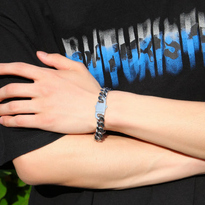 316 Stainless Steel Plated 18k Gold Fashion 8.10.12mm Encrypted Cuban Chain Miami Rap Hip Hop Men's Bracelet Accessory