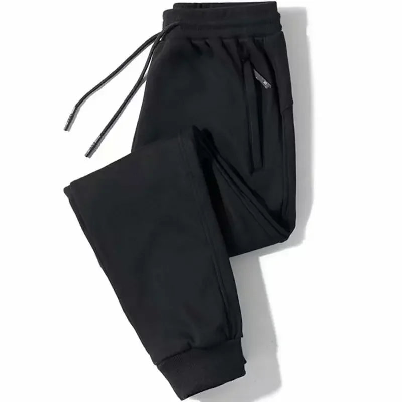 Men's Loose-Fit Fleece-Lined Long Casual Pants Autumn/Winter 2024 Spring/Autumn Korean Style Straight-Leg Pants For Youth.