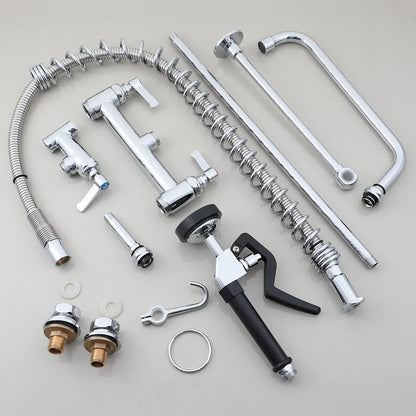 KEMAIDI Commercial Kitchen Faucet with Pull Down Sprayer Industrial Pre Rinse Spring Faucets Mixer for Kitchen Multi-Functional