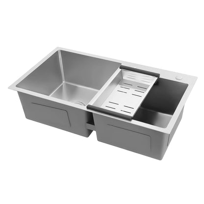 Rechteckiges Unterbau-/Topmount-Waschbecken mit schalldichten Pads, Doppelschüssel-Küchenspüle aus Edelstahl, Badezimmerwaschbecken ﻿