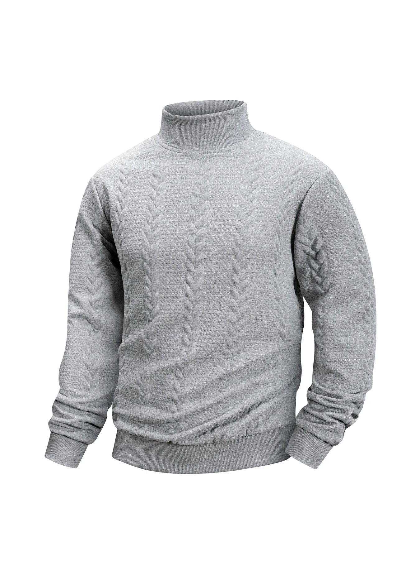 Autumn Casual Long Sleeve Pullover Turtleneck for Old Money Style Solid Color Knitted Jacquard Round Neck Sweater Male Clothing.
