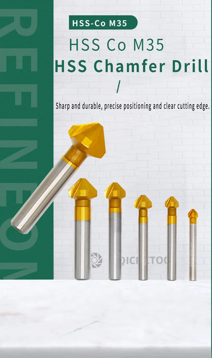 HSS Fasen Anfasen Cutter Schaftfräser Werkzeug Senker Bohrer Set Zu Holz Stell Fasen Cutter Power Tool 3 Flöte 90 grad