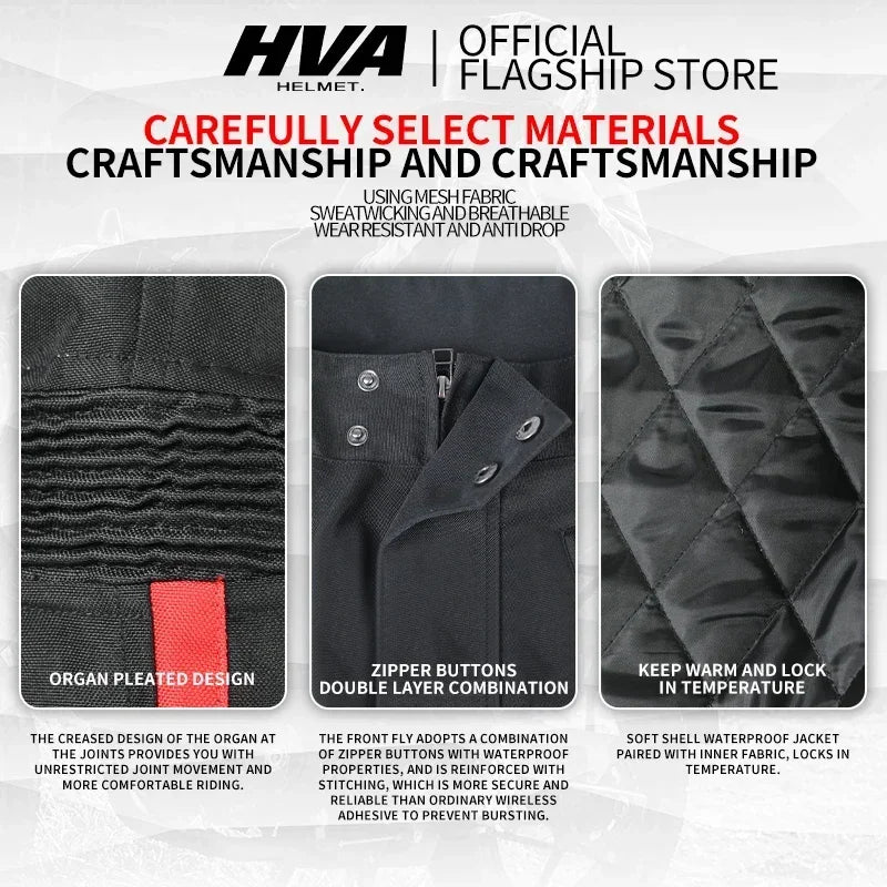 HVA Waterproof Motorcycle Jacket Men's Racing Suit Removable Liner Warm Autumn and Winter Motorcycle Jacket Suit Anti-fall Suit.