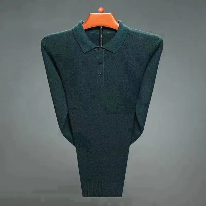 Luxury Men Cashmere Sweater 100% Merino Wool Buttoned Pullover Autumn Winter Polo Collar Knitwear Male Casual Warm Jumper Tops