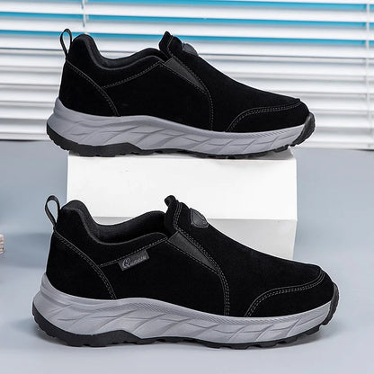 Mens Walking Shoes Leather Anti Slip Wear-resistant Autumn Fashion High-quality Soft Sole Comfortable Casual Flat Sneakers Man.