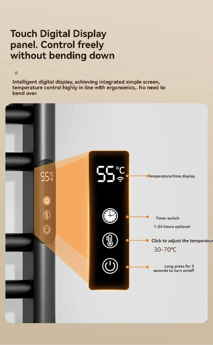 Bad Smart Touch Heizung Intelligente Elektrische Beheizte Handtuch Rack Edelstahl Temperatur Digital Display Handtuch Trockner
