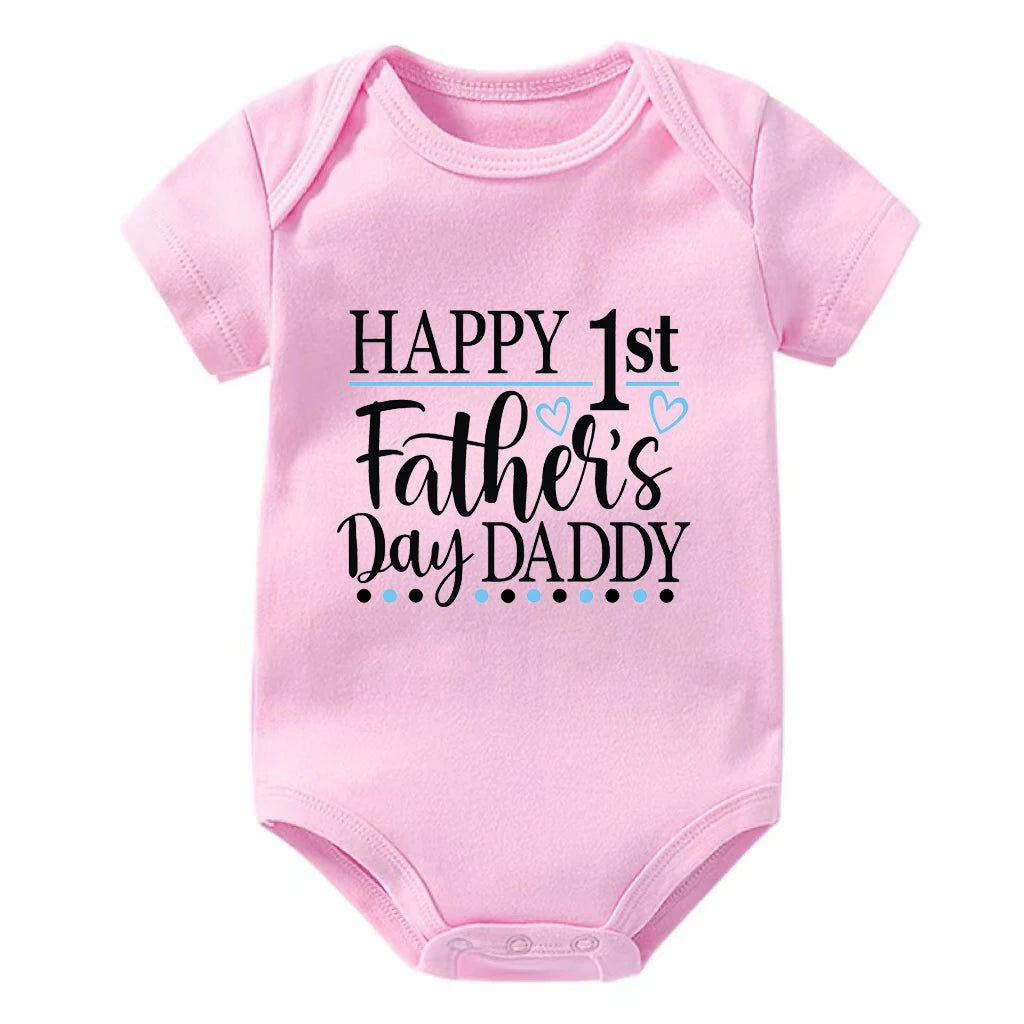 Happy 1st Vatertag Papa Druck neugeborenes Baby Jungen Mädchen Stram pler Kleidung Kleinkind Sommer Kurzarm Body Väter Tag Geschenke.
