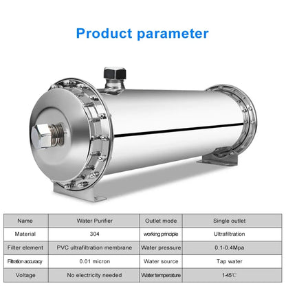 DIVEDEER 600L~3000L household water filter PVDF ultrafiltration purifier with washable pipe type direct drinking water kitchen.